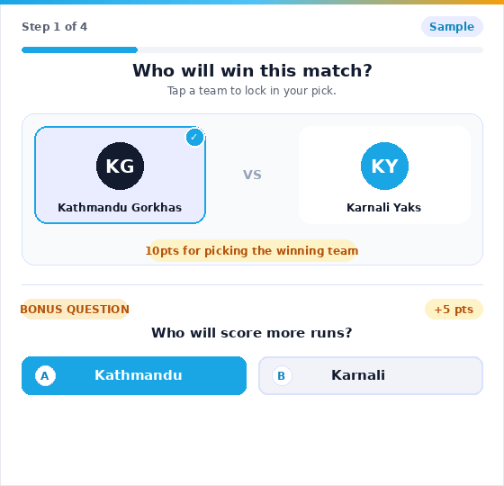 NPL match prediction screen preview